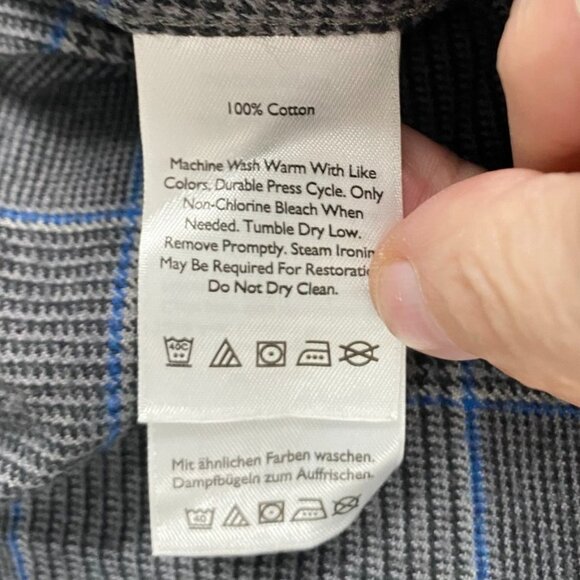 Eddie Bauer Men's Shirt S Classic Fit Gray & Blue Plaid Long-Sleeve Button-Up - Picture 7 of 11